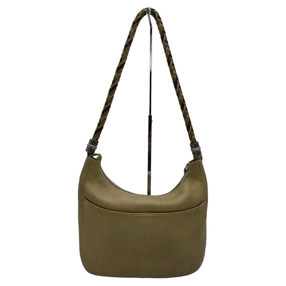BRIGHTON WOMEN’S LEATHER GOLD HOBO PURSE SHOULDER BAG - Picture 2 of 9